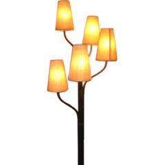 A Five Arm Tree Form Brass Floorlamp