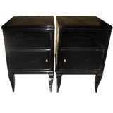 A Pair of Black Laquered Nighstands by Marelli