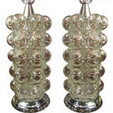 A Pair of Bulbous Clear Glass Table Lamps
