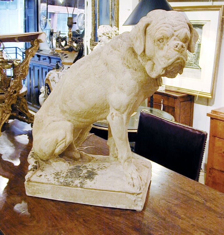 19th century French terracotta of a mastiff made by Gossin and Visseaux, Paris.