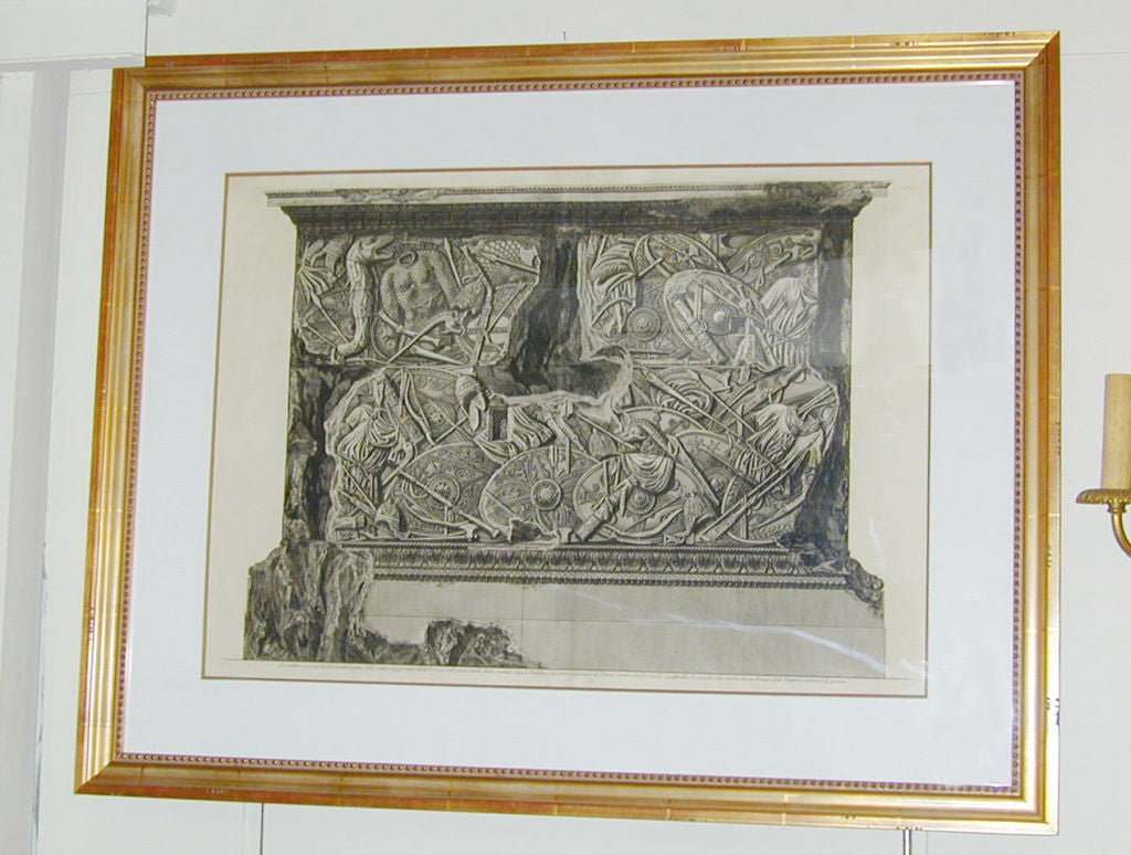 Framed original 18th century print of sections of the exterior of Trajan's column in Rome by the Italian artist Giovanni Battista Piranesi 1720-1778.