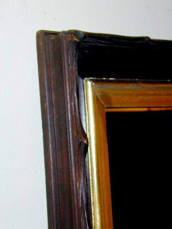 German Black Forest Rustic Carved and Giltwood Mirror Frame