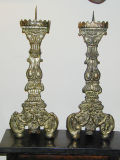 Pair of 18th century Italian repousse candlesticks