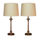 A Pair of Bronze Art Deco Table Lamps by Oscar B Bach