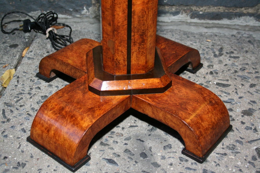 Floor Lamp Art Deco Architectural burled wood France 1930's In Good Condition For Sale In New York, NY