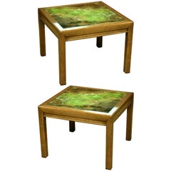 American Atmospheric Reverse Painted Glass Tables by Henredon