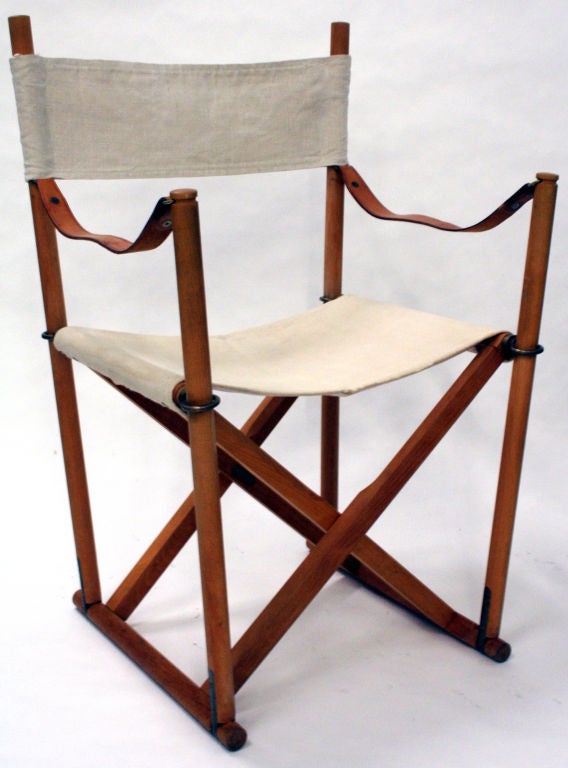 Pair of Safari Folding Arm Chairs by Mogens Koch at 1stDibs