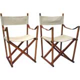 Pair of Safari Folding Arm Chairs by Mogens Koch