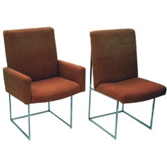 American Set of 16 Floating Upholstered Dining Chairs by Milo Baughman