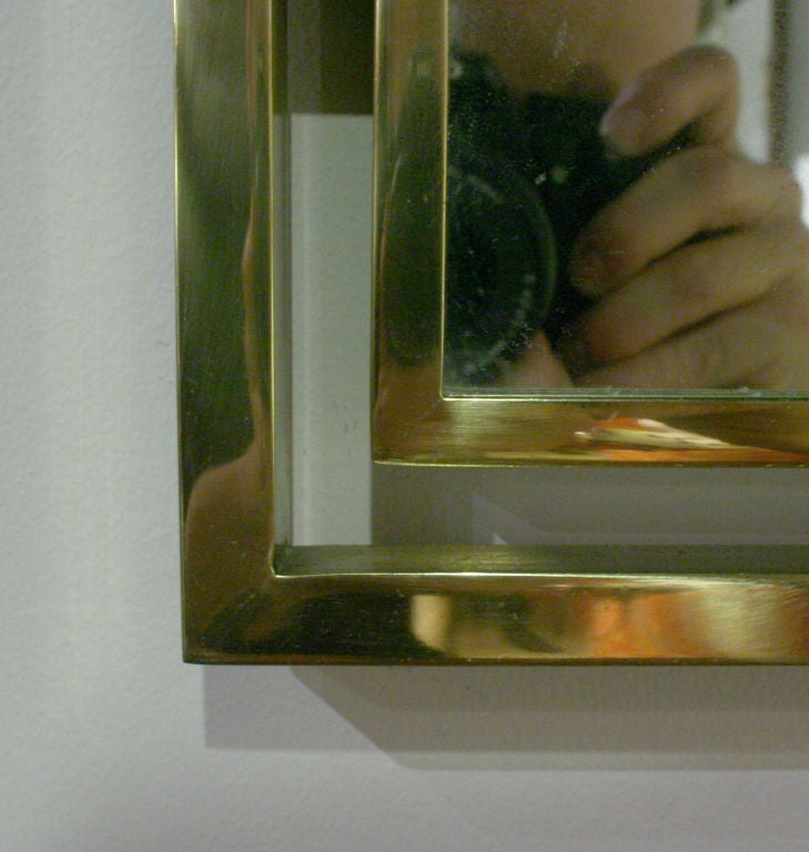 American Framed Arch Brass Entry Mirror by John Stuart