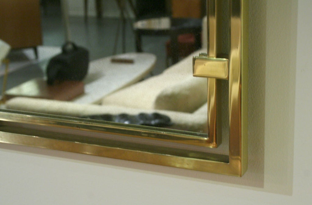 Mid-20th Century Framed Arch Brass Entry Mirror by John Stuart
