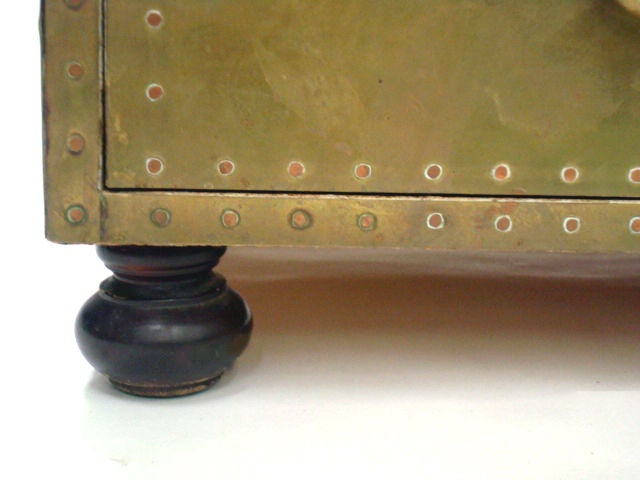Late 20th Century A Brass Clad and Studded Two Drawer Commode by Sarreid, Ltd