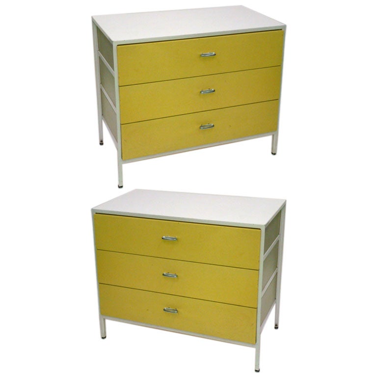 Pair of Three-Drawer Steel Frame Chests by George Nelson