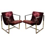 Pair of Square Framed Lounge Chairs by Milo Baughman 12