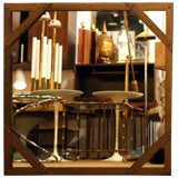 Studded Square Brass Frame Mirror by Sarreid 6