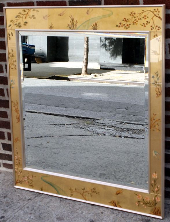 Reverse Painted Asian Motif Mirror by Dee Wingord for LaBarge