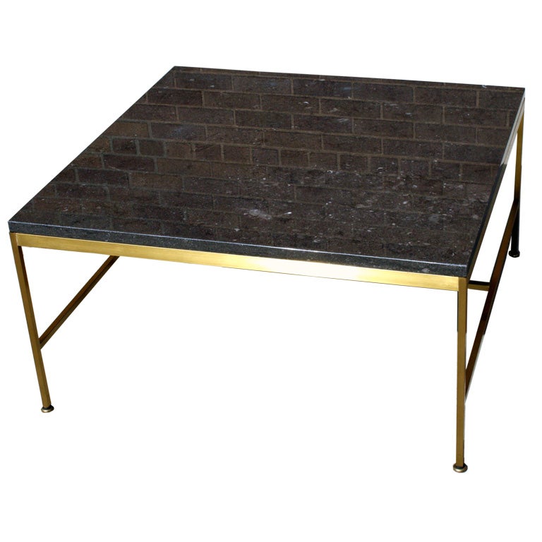 Square Brass Frame Cocktail Table by Paul McCobb For Sale