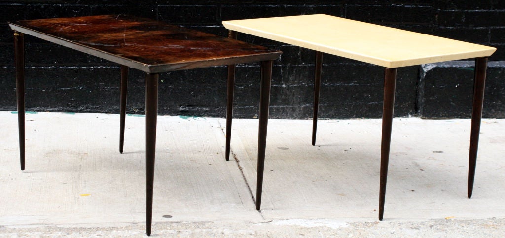 Italian Pair of Goat Skin Occasional Tables by Aldo Tura