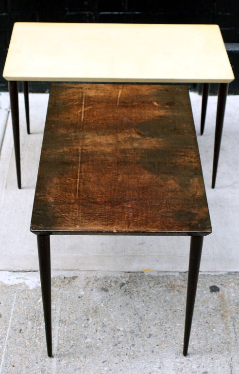 Mid-20th Century Pair of Goat Skin Occasional Tables by Aldo Tura