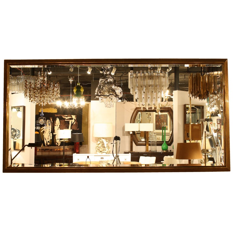 French Classic Brass Ogee Frame Bistro Mirror For Sale