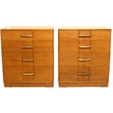 Pair of Four Drawer Oak Commodes by Morgan