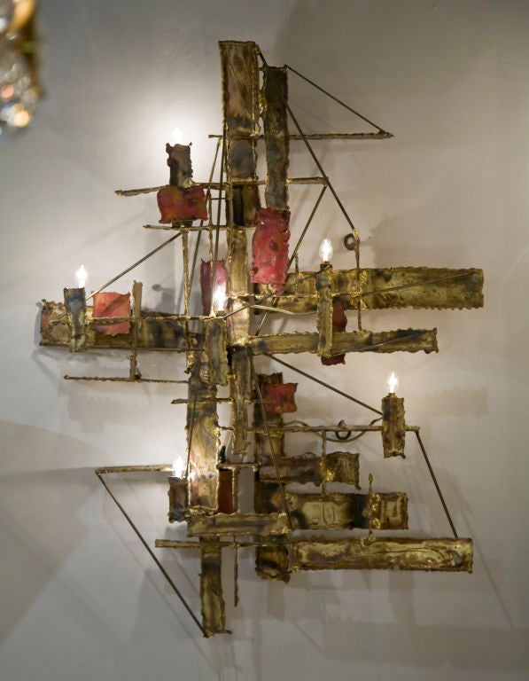 Illuminated Brutalist Wall Sculpture by Silas Seandel 1975