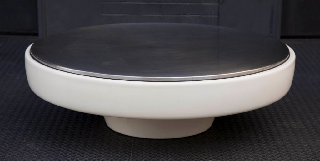Space Age Large Low Round Cocktail Table by Steelcase