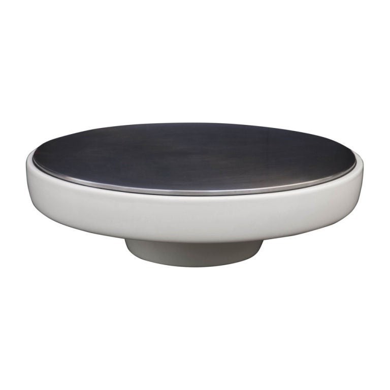 Space Age Large Low Round Cocktail Table by Steelcase