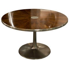 Rosewood and Aluminum Pedestal Game Table by Steen Ostergaard