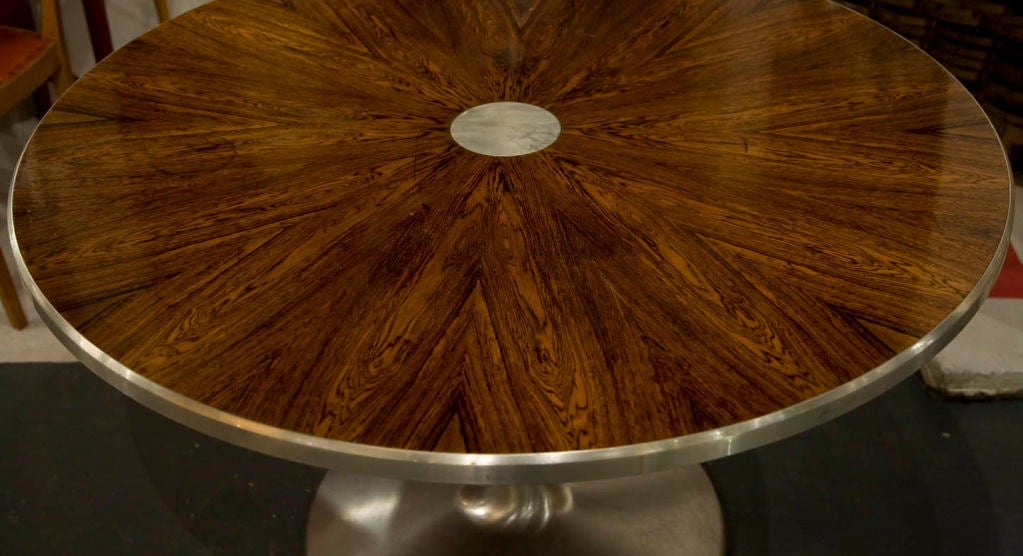 Danish Rosewood and Aluminum Pedestal Game Table by Steen Ostergaard