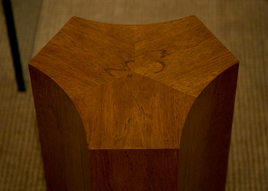 Fluted Teakwood Veneer Triad Pedestal by Harvey Probber