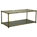 Brass Faux Bamboo Cocktail Table after Bagues