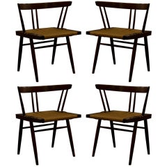 Set of Four Grass Seated Dining Chairs by George Nakashima 4