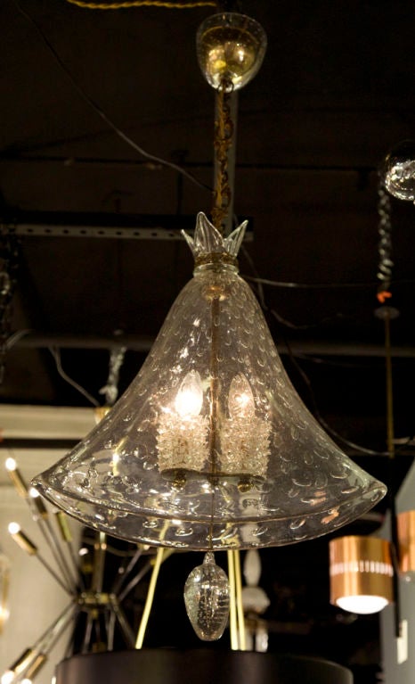 A lovely hand blown glass bell form chandelier by Barovier & Toso. Italian, circa 1939.