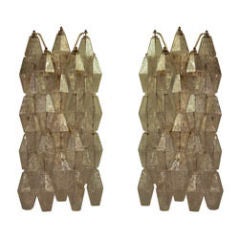 Pair of Clear Polyhedral Glass Sconces by Venini