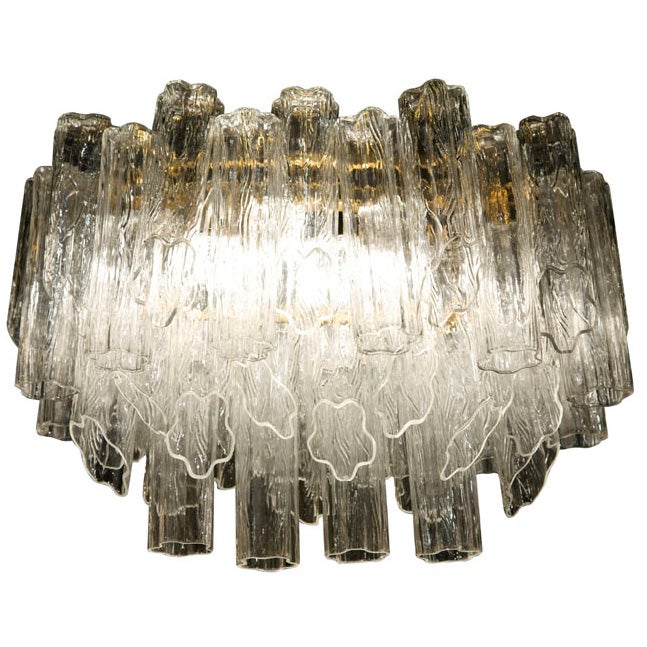 Penta Foil Glass Tube Chandelier by Camer For Sale