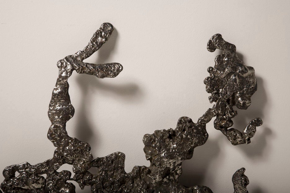 Organic Spill Cast Iron Wall Sculpture After Harry Bertoia For Sale at