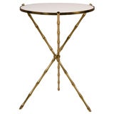 Vintage Brass Faux Bamboo Tripod Table after Bagues