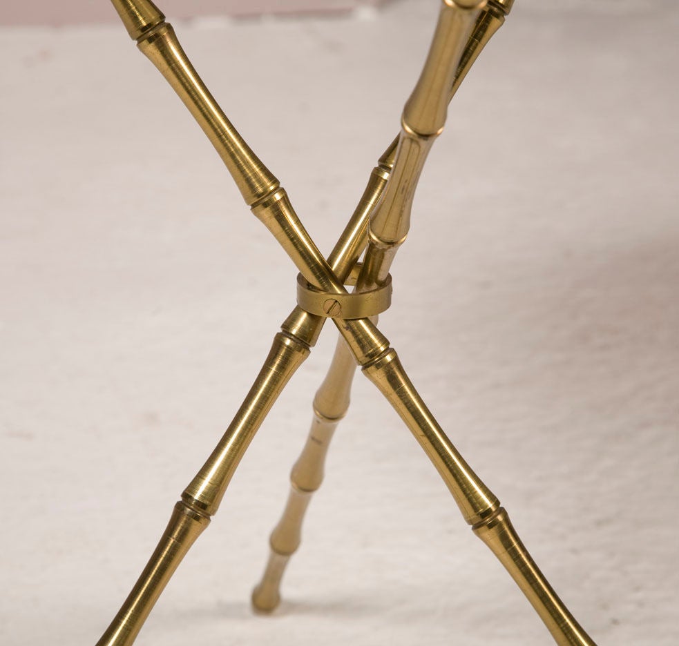 Vintage Brass Faux Bamboo Tripod Table after Bagues In Excellent Condition In New York, NY
