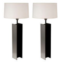 Pair of Steel I Beam Column Table Lamps by Laurel 3