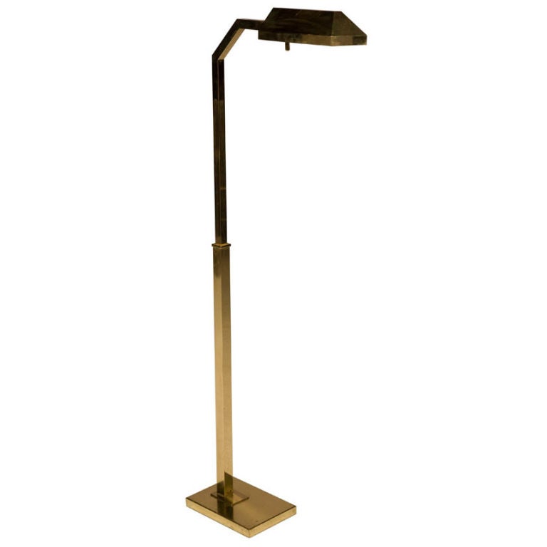 Polished Brass Adjustable Floor Reading Lamp by Chapman For Sale at 1stDibs