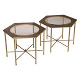 Pair of Hexagonal Faux Bamboo Occasional Tables by Mastercraft