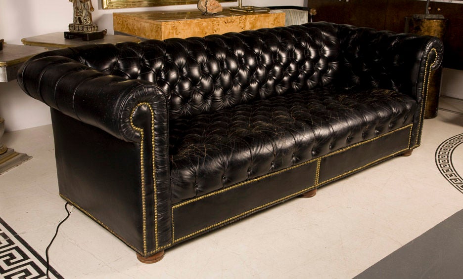Leather Classic Club Room Chesterfield Sofa by Baker