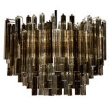 Elliptical Clear and Smoke Crystal Chandelier by Venini