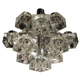 A Glass Ice Cube Chandelier by Lightolier
