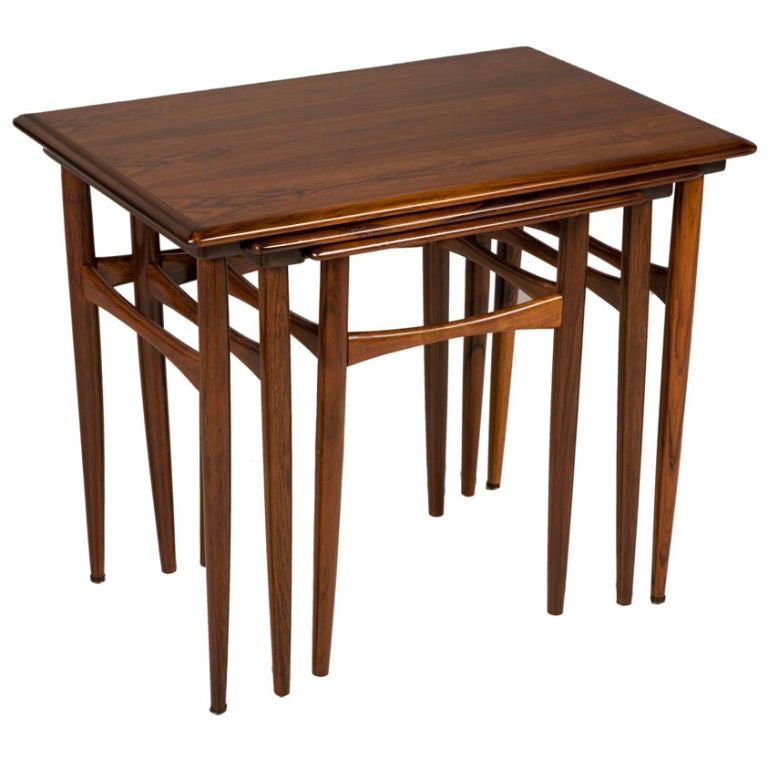 Set of Three Rosewood Nesting Tables by Kai Kristiansen at 1stDibs
