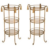Pair of Gilt Iron Rope and Tassel Salle de Bain Circular Stands