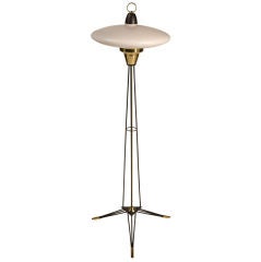 Brass and Glass Shaded Floor Lamp by Stilnovo