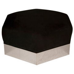 Hexagonal Patchwork Chrome Steel Base Ottoman by Directional