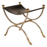 Regency Bronze and Leather Sling Bench after Maison Jansen